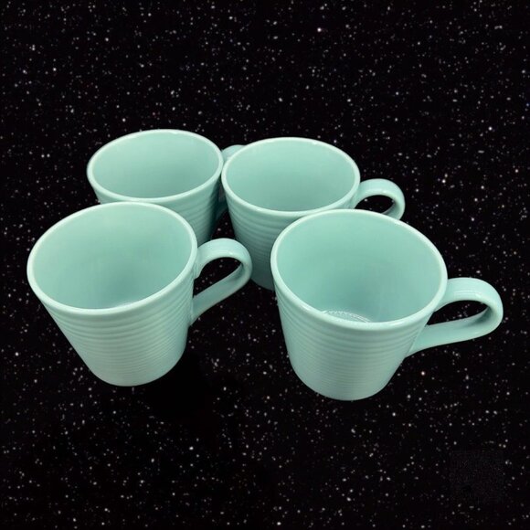 ROYAL DOULTON Teal GORDON RAMSAY MAZE Stoneware Mug Set 4 Light Blue Green - Picture 3 of 15